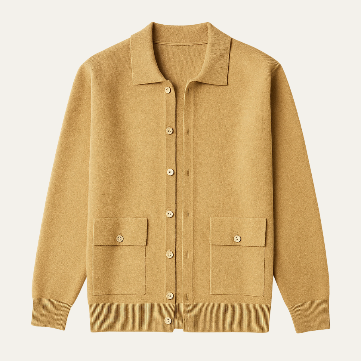 Ivo | Men's Casual Button Cardigan Cream Wool Knit