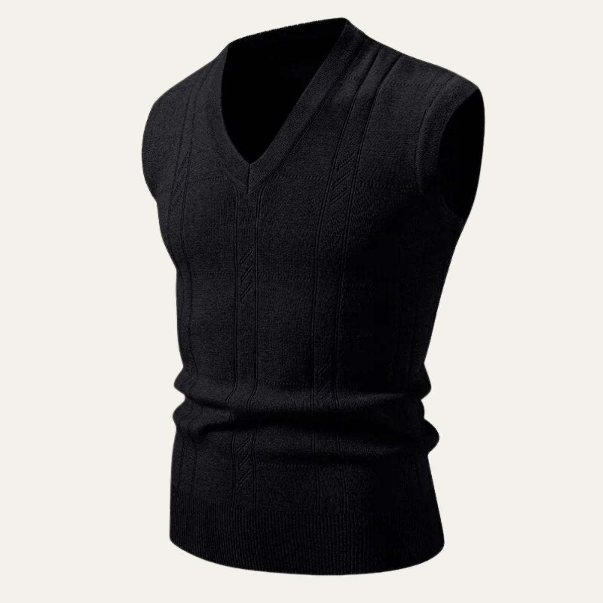 Knox | Men's Cable Knit V Neck Sweater Vest Black