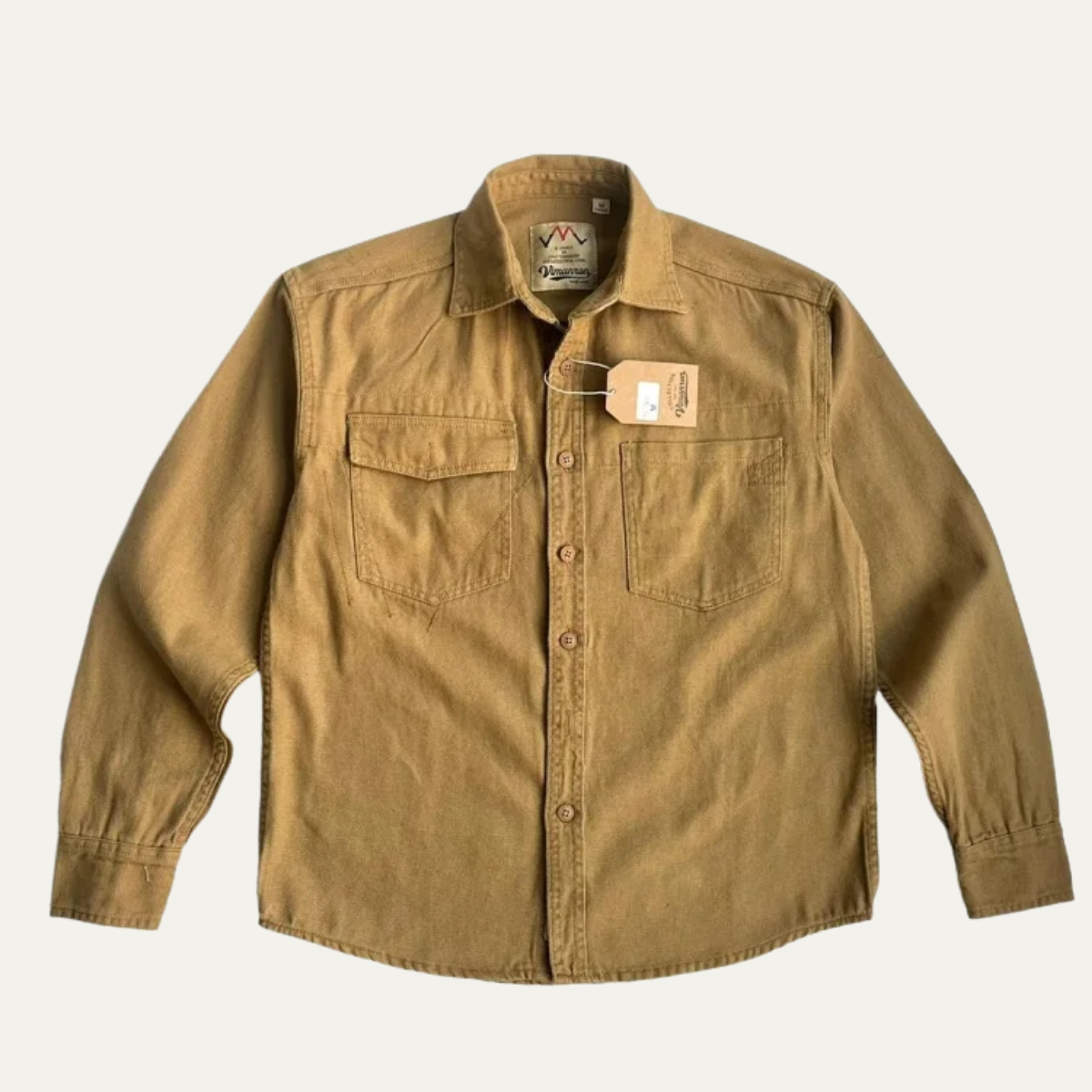 Axel | Men's Denim Shirt Khaki Button Up Long Sleeve