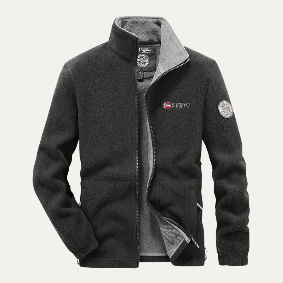 Axel | Men's Fleece Jacket Black Zip Up Lightweight