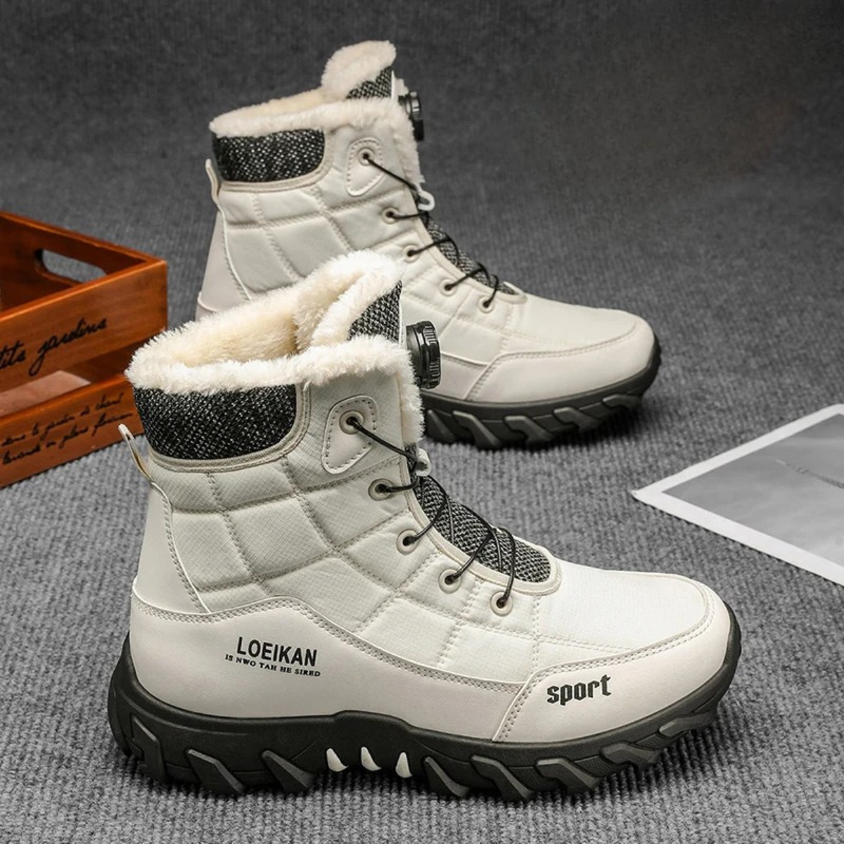 Lars | Men's Waterproof Winter Snow Boots Black Sherpa Lined