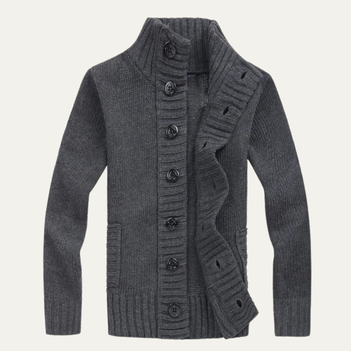 Beau | Men's Button Up Cardigan Navy Blue Shawl Collar