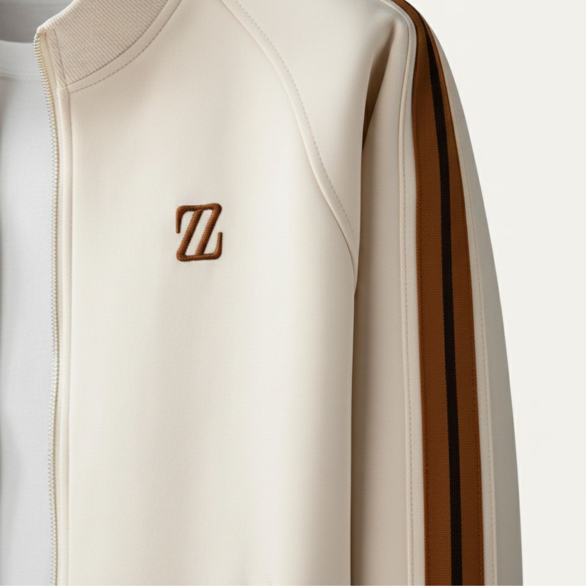 Axel | Men's Sweatsuit Cream Brown Stripe Track Jacket Joggers Set