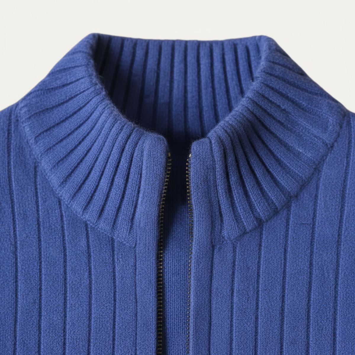 Beau | Men's Zip Up Ribbed Cardigan Royal Blue