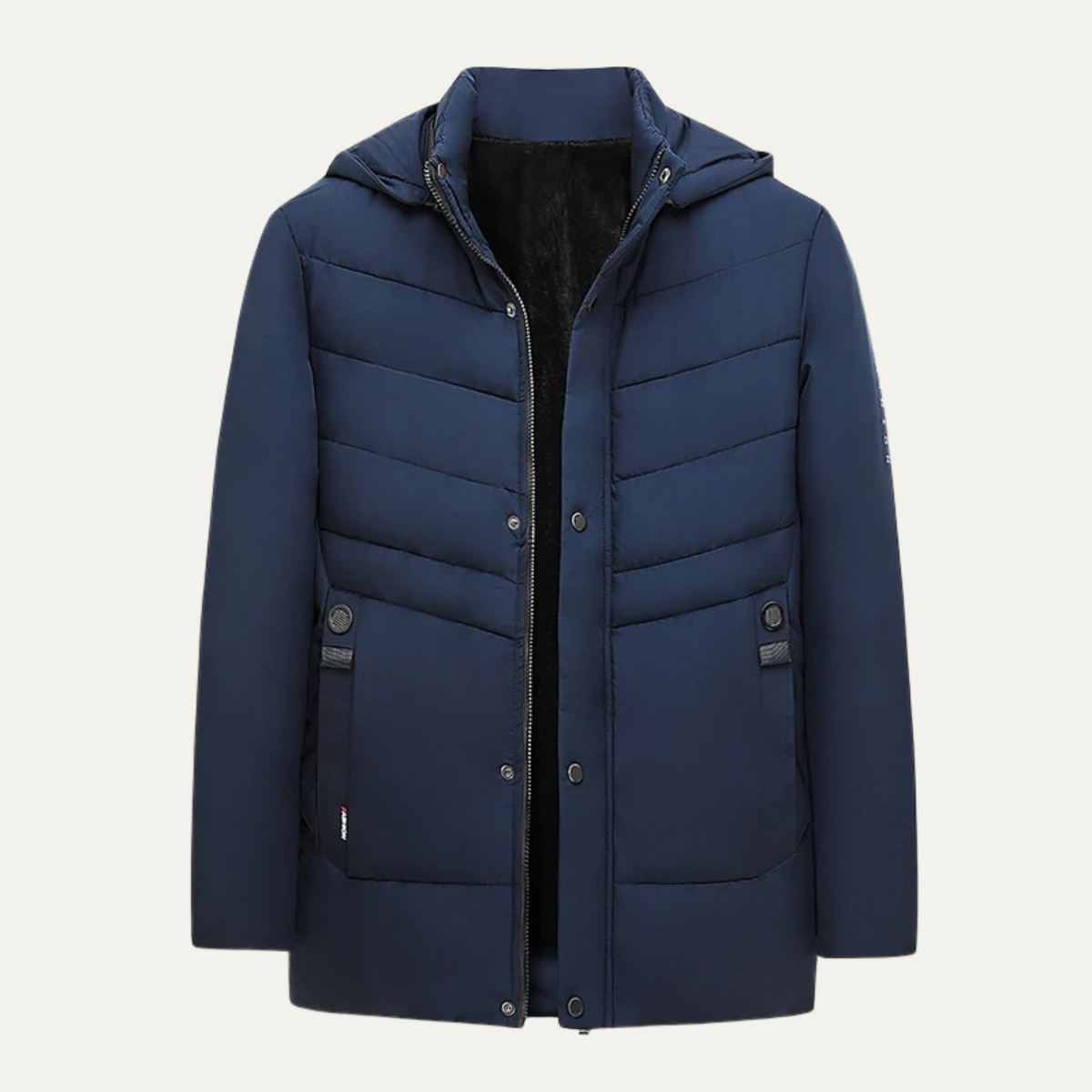 Jasper | Men's Puffer Jacket Navy Long Length Quilted