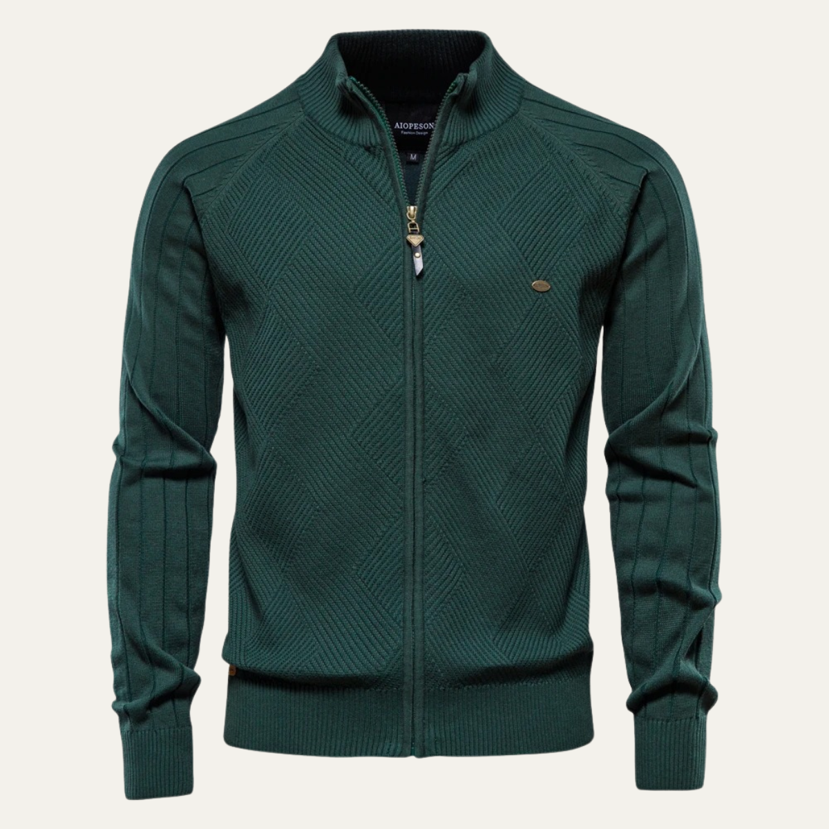 Ash | Men's Casual Zip Up Cardigan Cream Textured