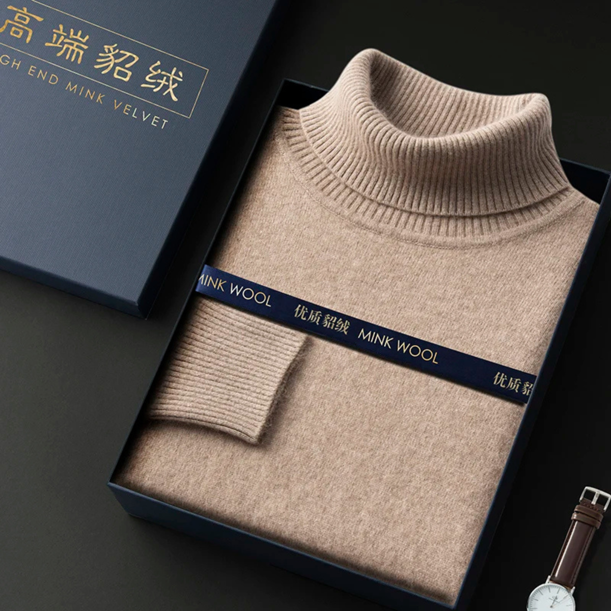 Voss | Men's Turtleneck Wool Sweater Cream