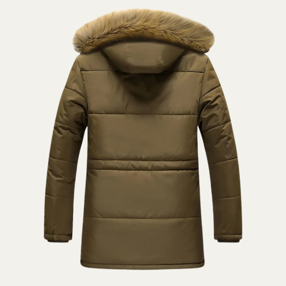Wyatt | Men's Puffer Coat Khaki Quilted Fur Hood Winter