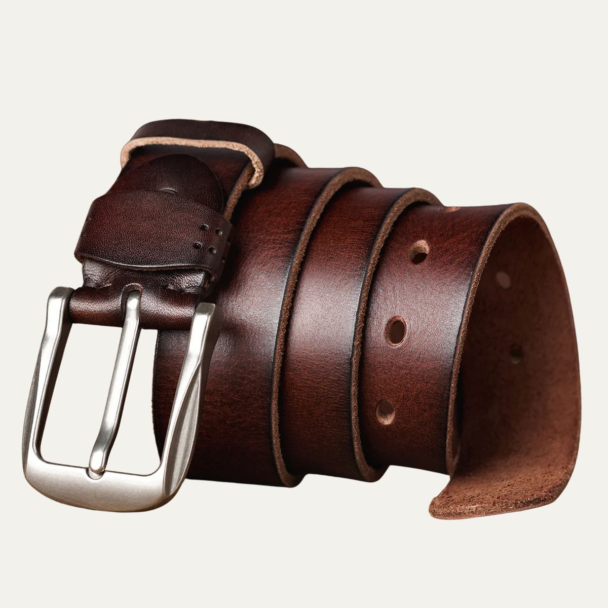 Vera | Men's Leather Belt Brown Silver Buckle