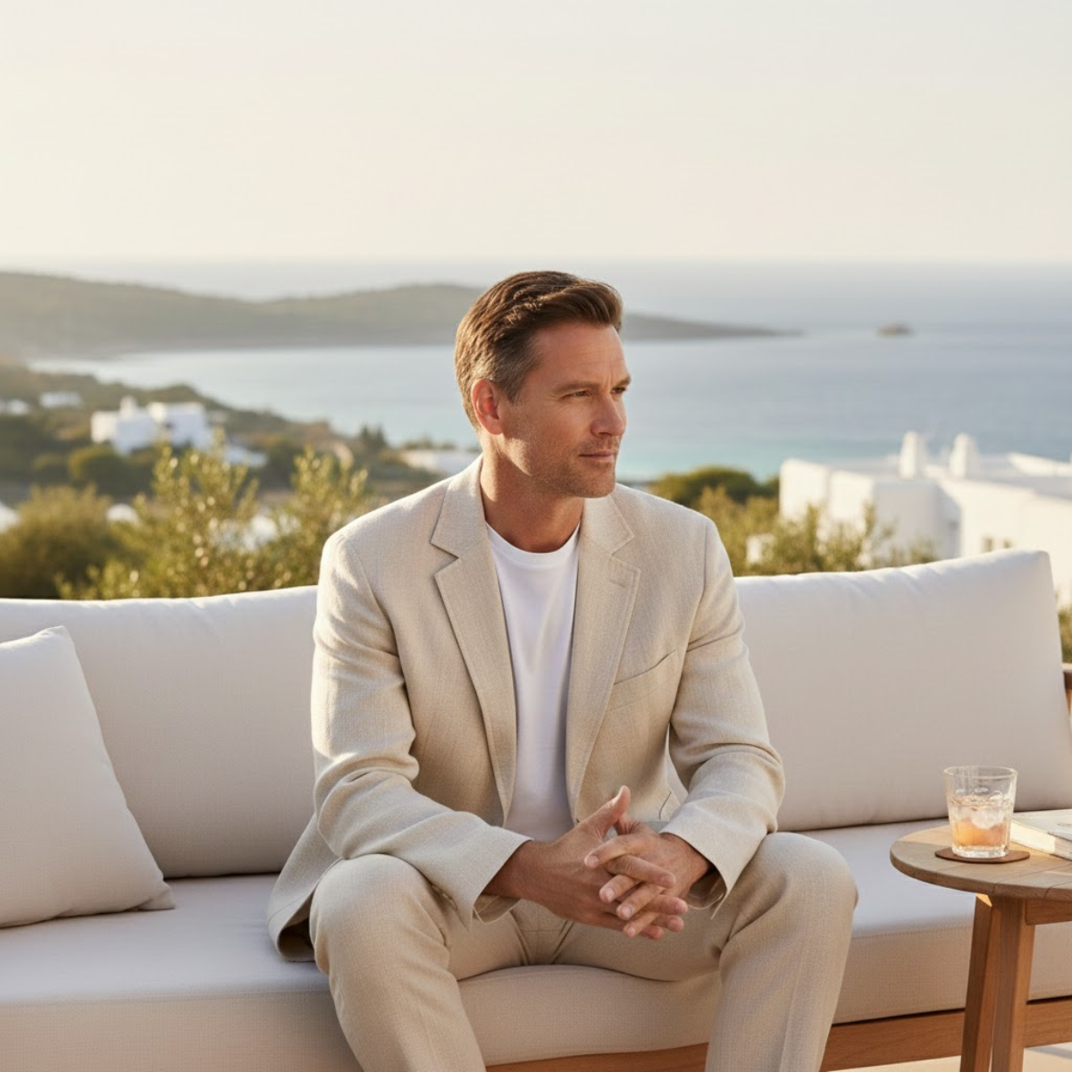 Callum | Men's Casual Linen Blazer Beige
