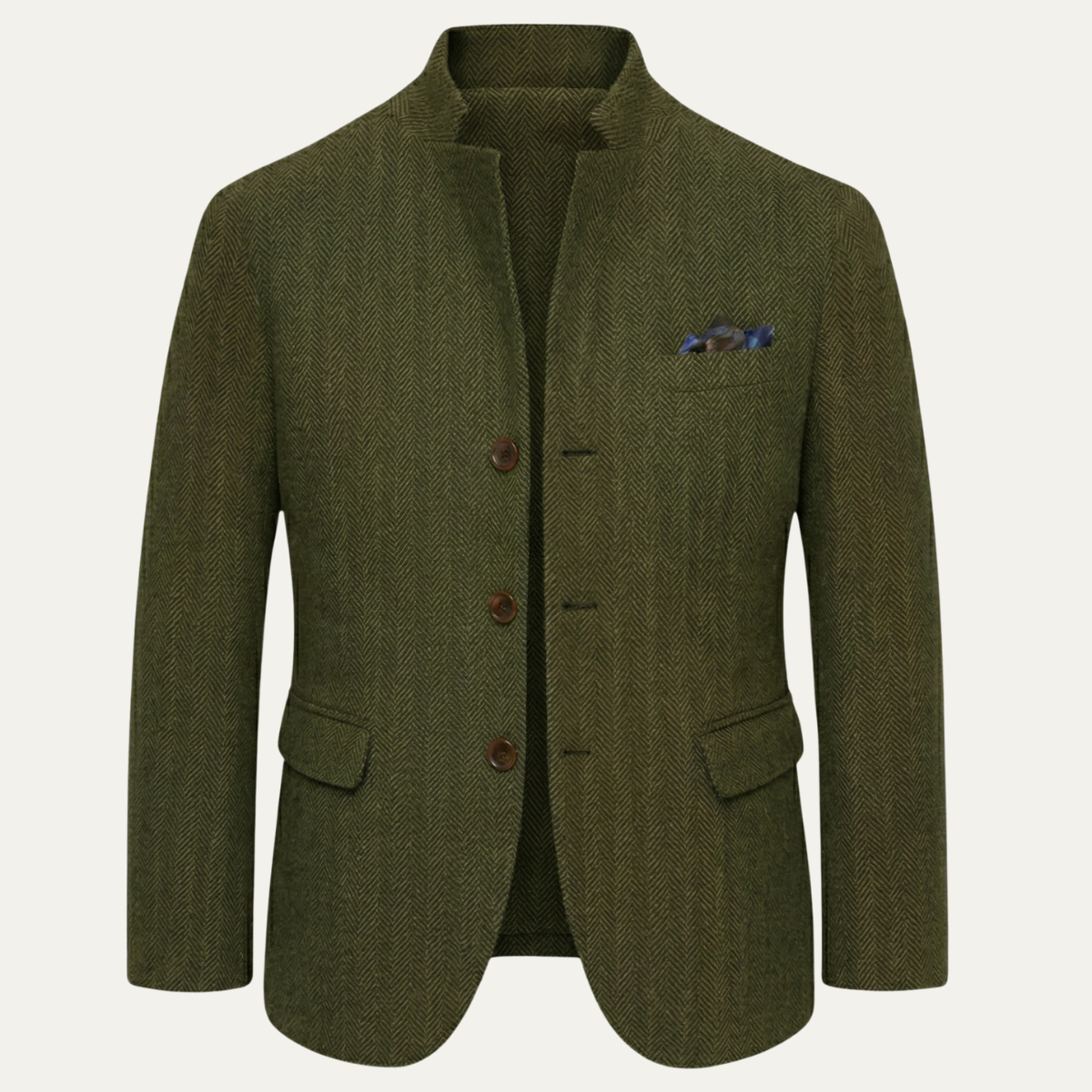 Callum | Men's Herringbone Wool Blazer Olive Green