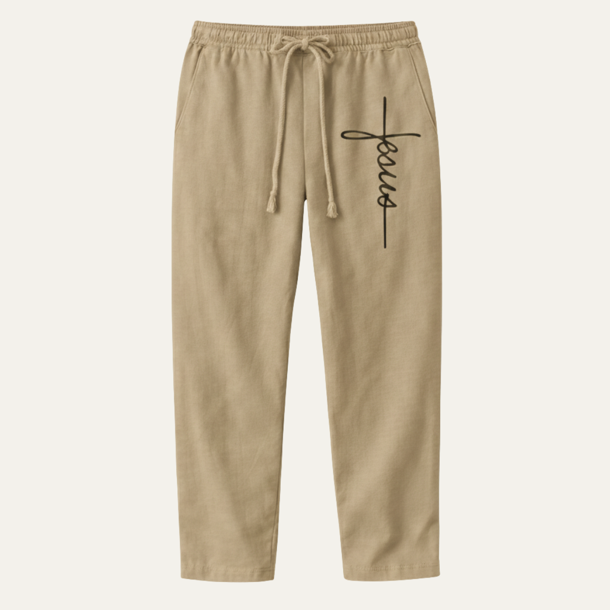 Otto | Men's Casual Linen Pants Gray Drawstring Wide Leg