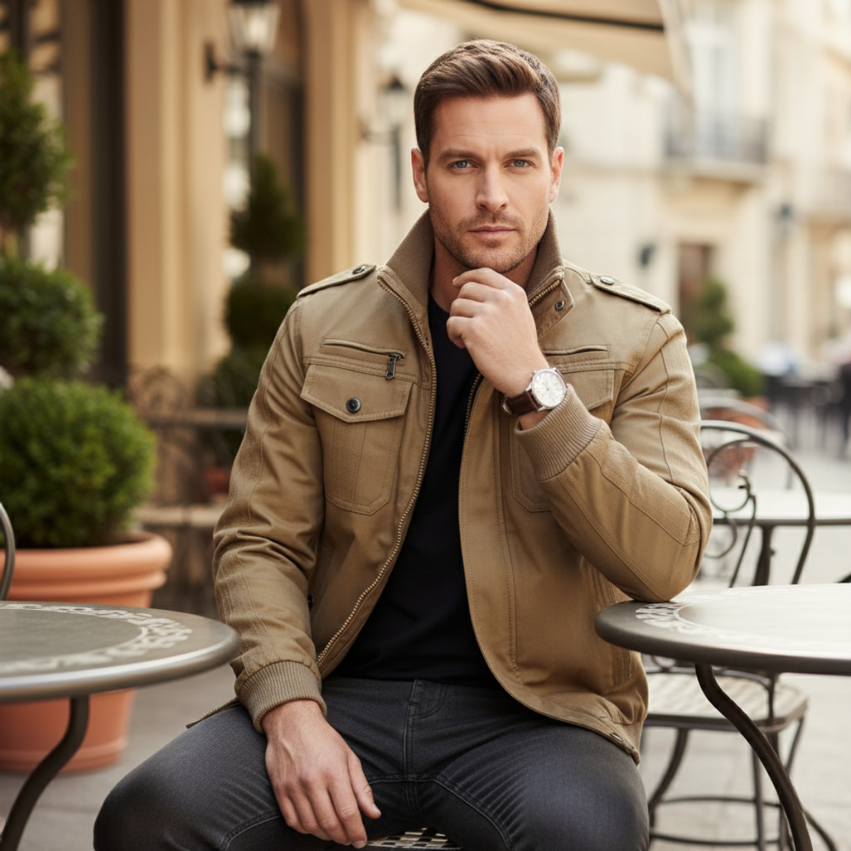 Voss | Men's Utility Jacket Olive Green Fleece Lined