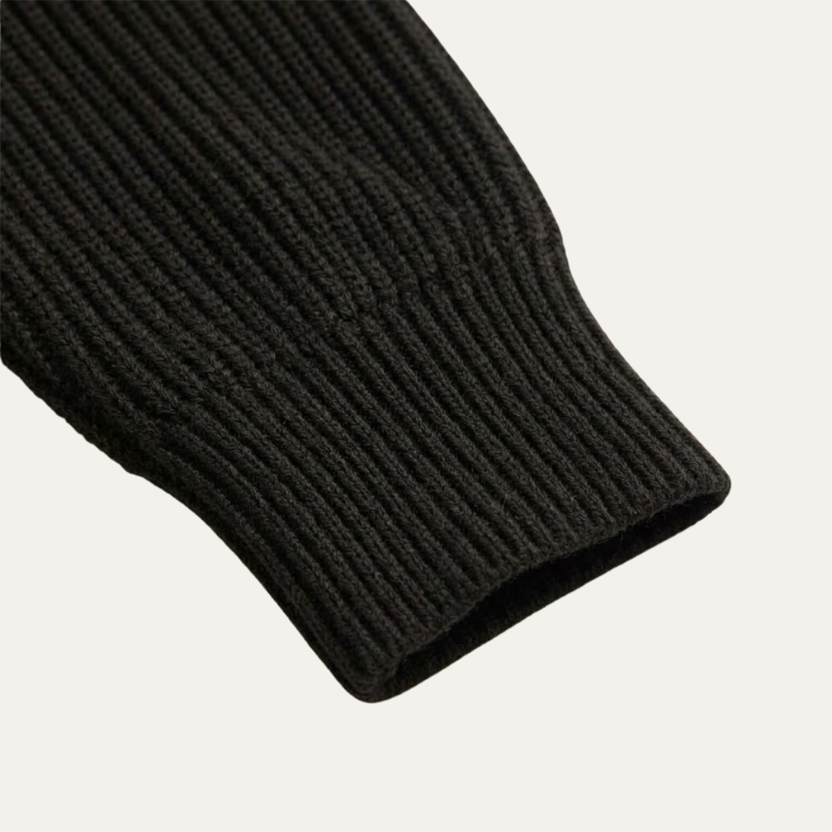 Bram | Men's Quarter Zip Sweater Black Ribbed Knit