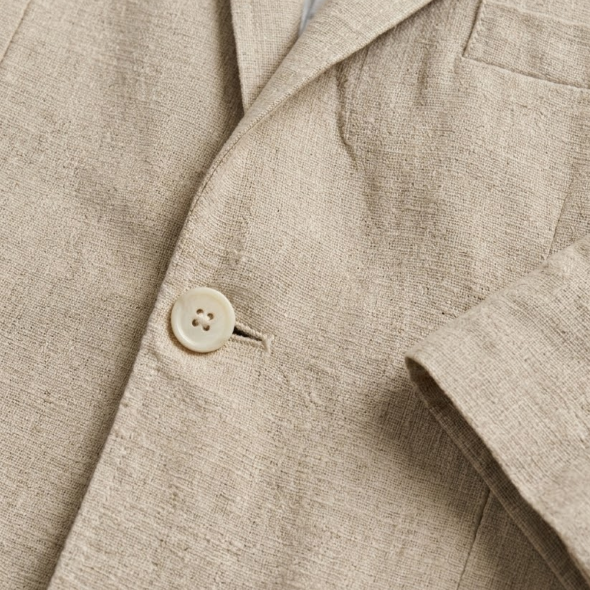 Bram | Men's Casual Linen Blazer Cream Button Front