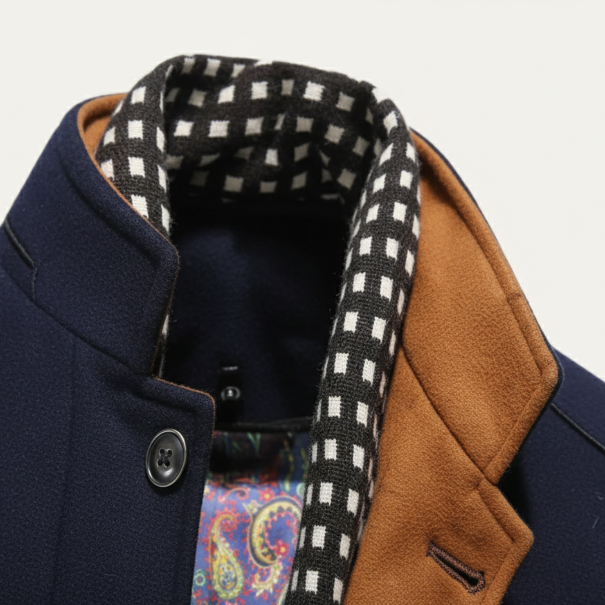 Ash | Men's Smart Casual Wool Overcoat Navy Camel Lined