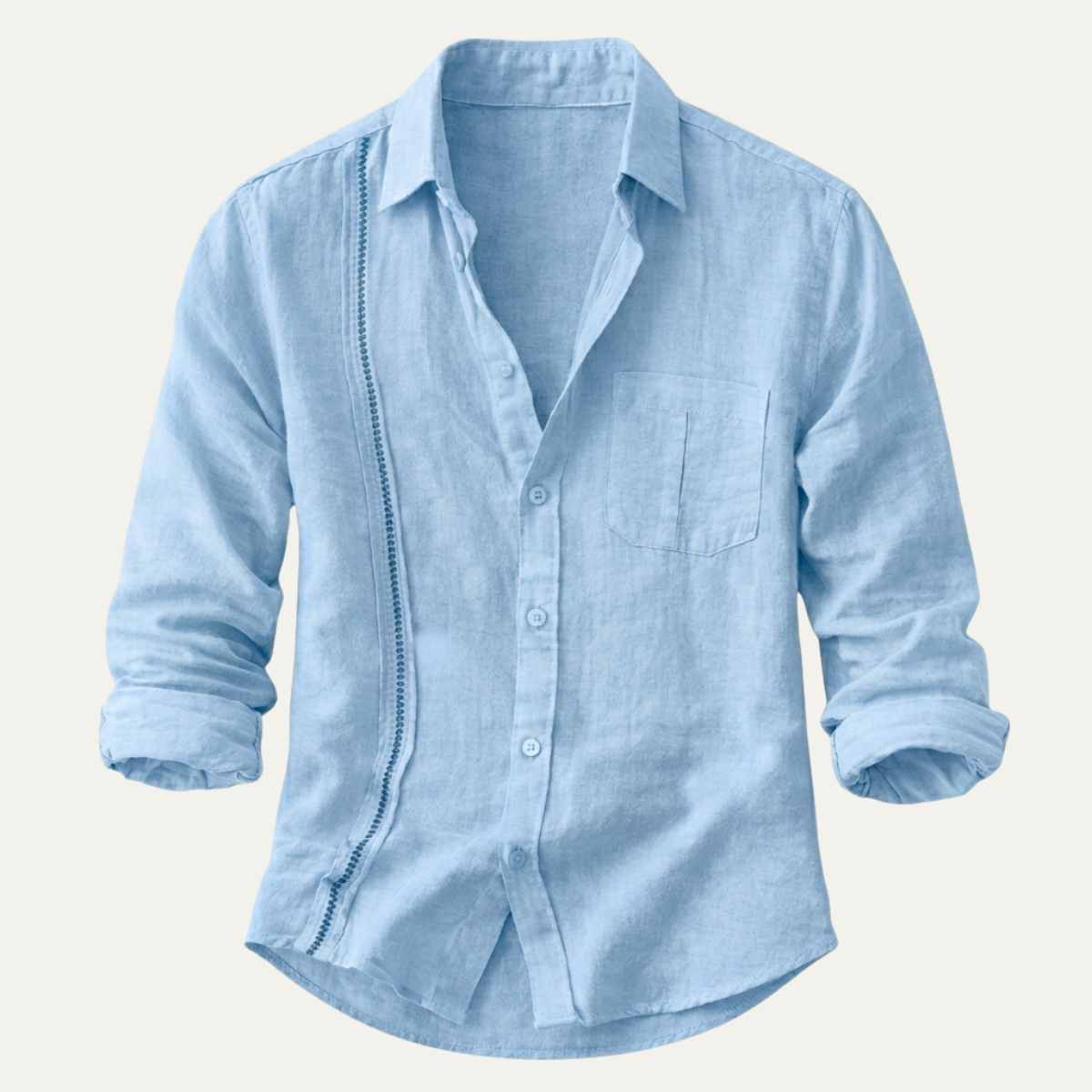 Callum | Men's Linen Button Up Shirt Cream Long Sleeve