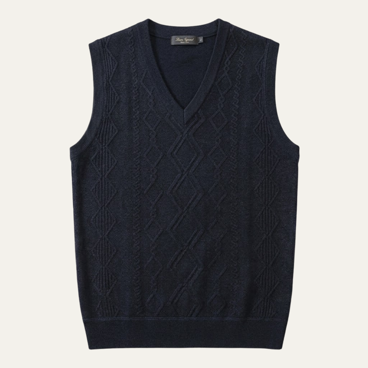 Landon | Men's Cable Knit V Neck Sweater Vest Navy