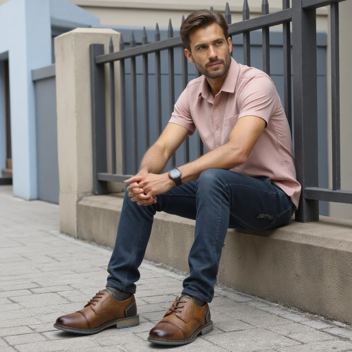 Bram | Men's Leather Oxford Shoes Brown Lace Up