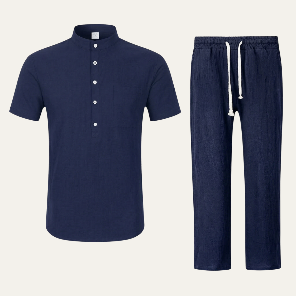 Kai | Men's Linen Lounge Set Black Short Sleeve
