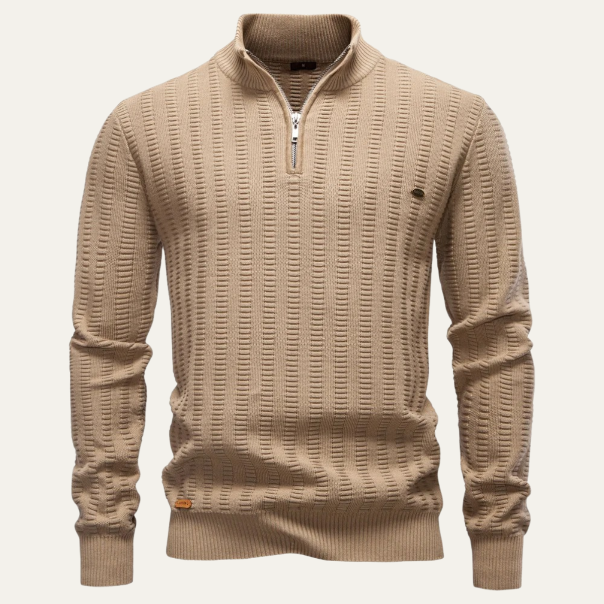 Caleb | Men's Quarter Zip Cable Knit Sweater Navy