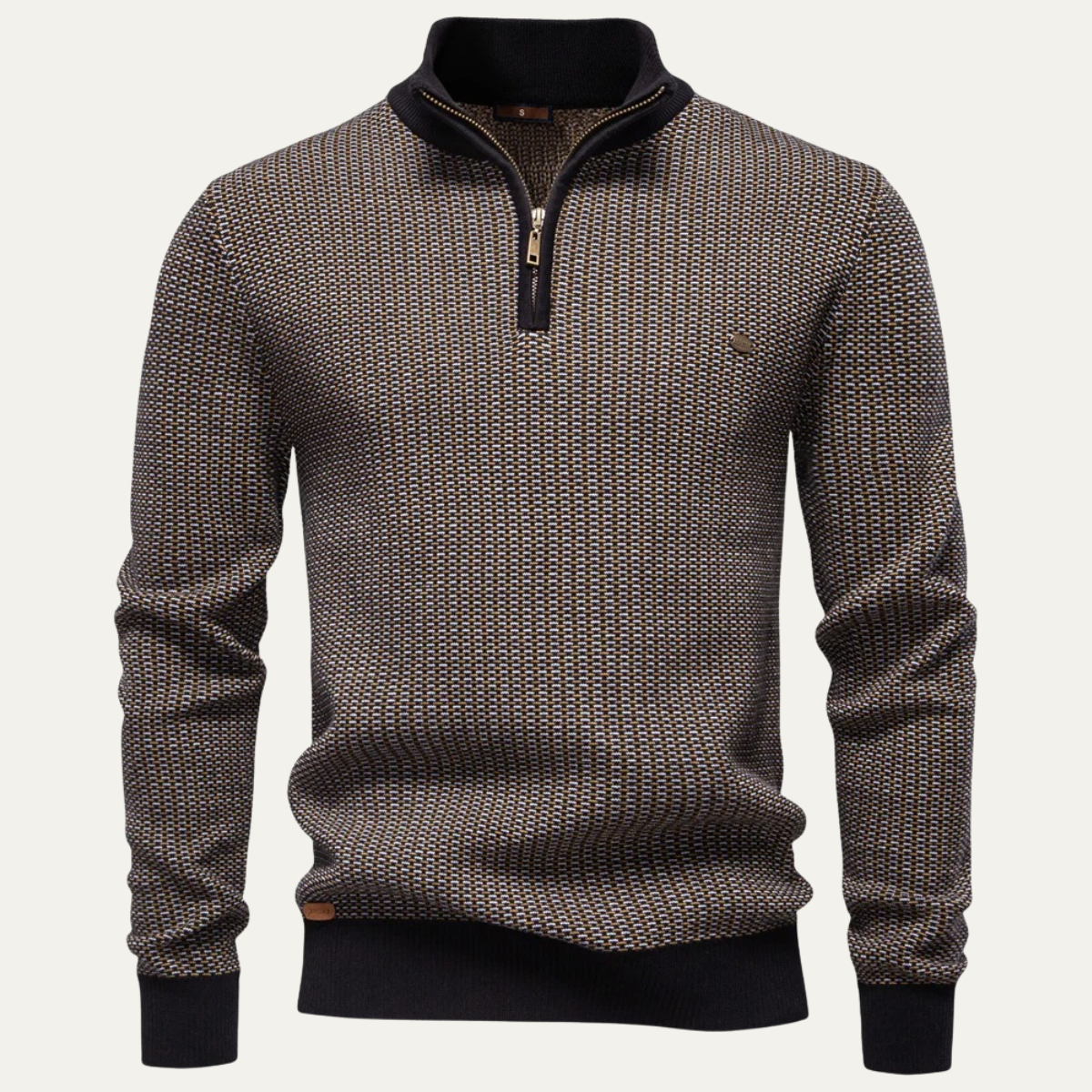 Ezra | Men's Quarter Zip Sweater Gray Textured Knit