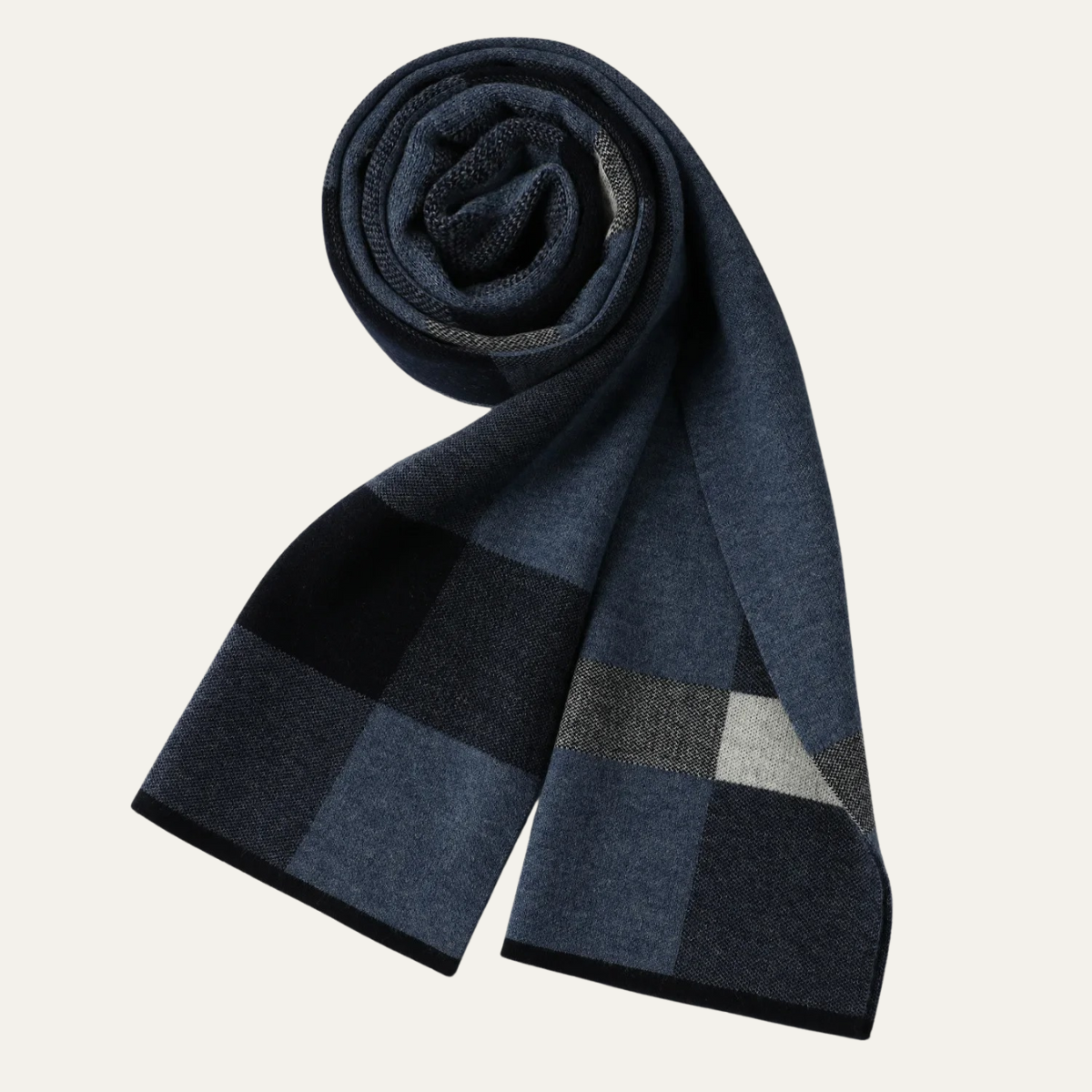 Bram | Men's Plaid Knit Scarf Gray Black Cream