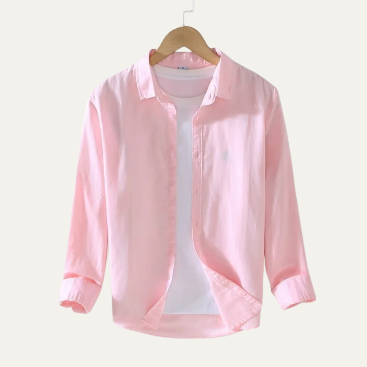 Ash | Men's Linen Shirt Cream Long Sleeve Button Up