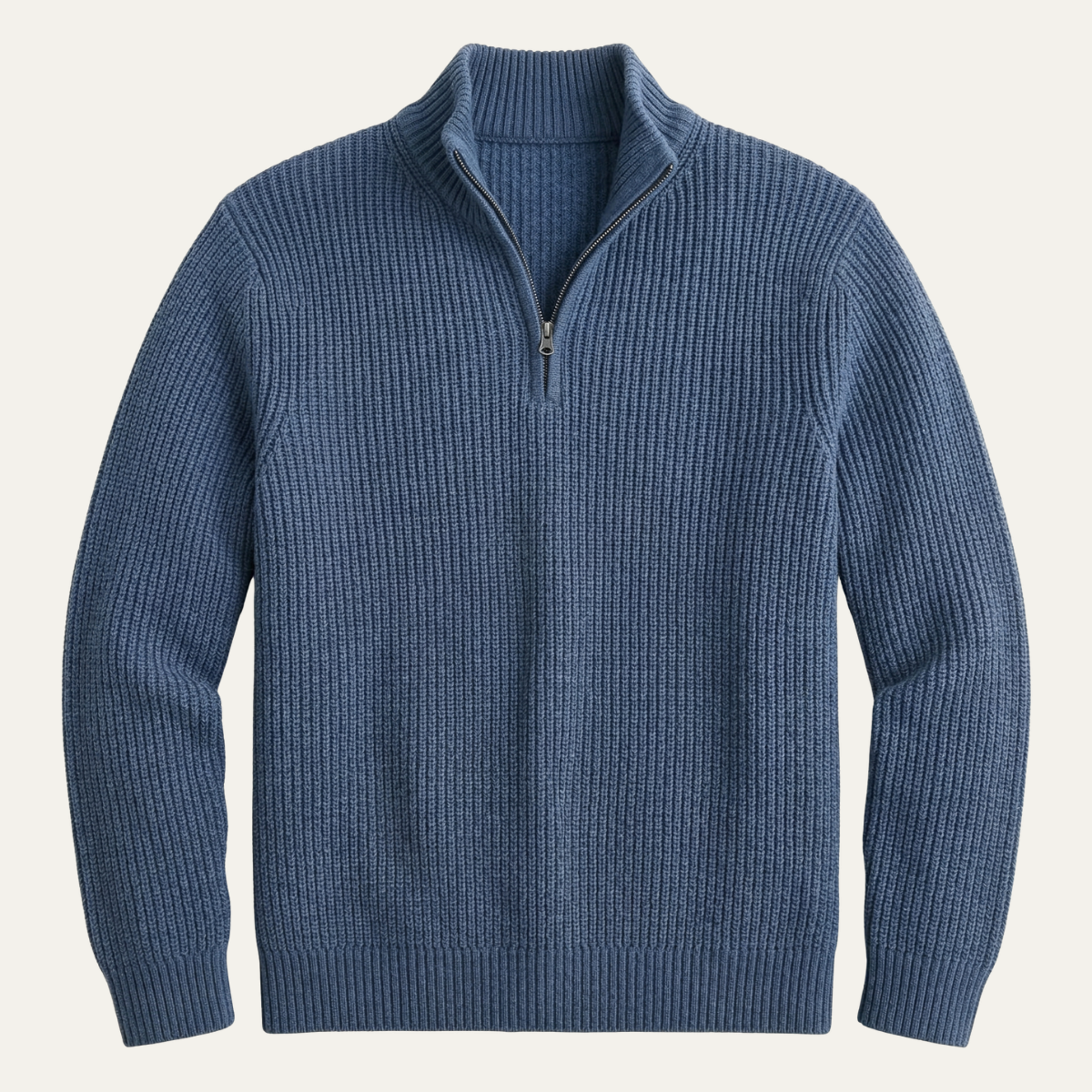Bram | Men's Quarter Zip Sweater Black Ribbed Knit