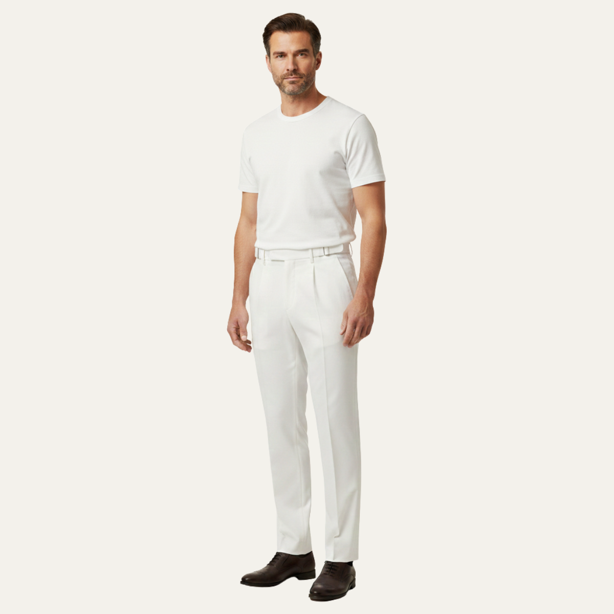 Callum | Men's Tailored Dress Pants Cream
