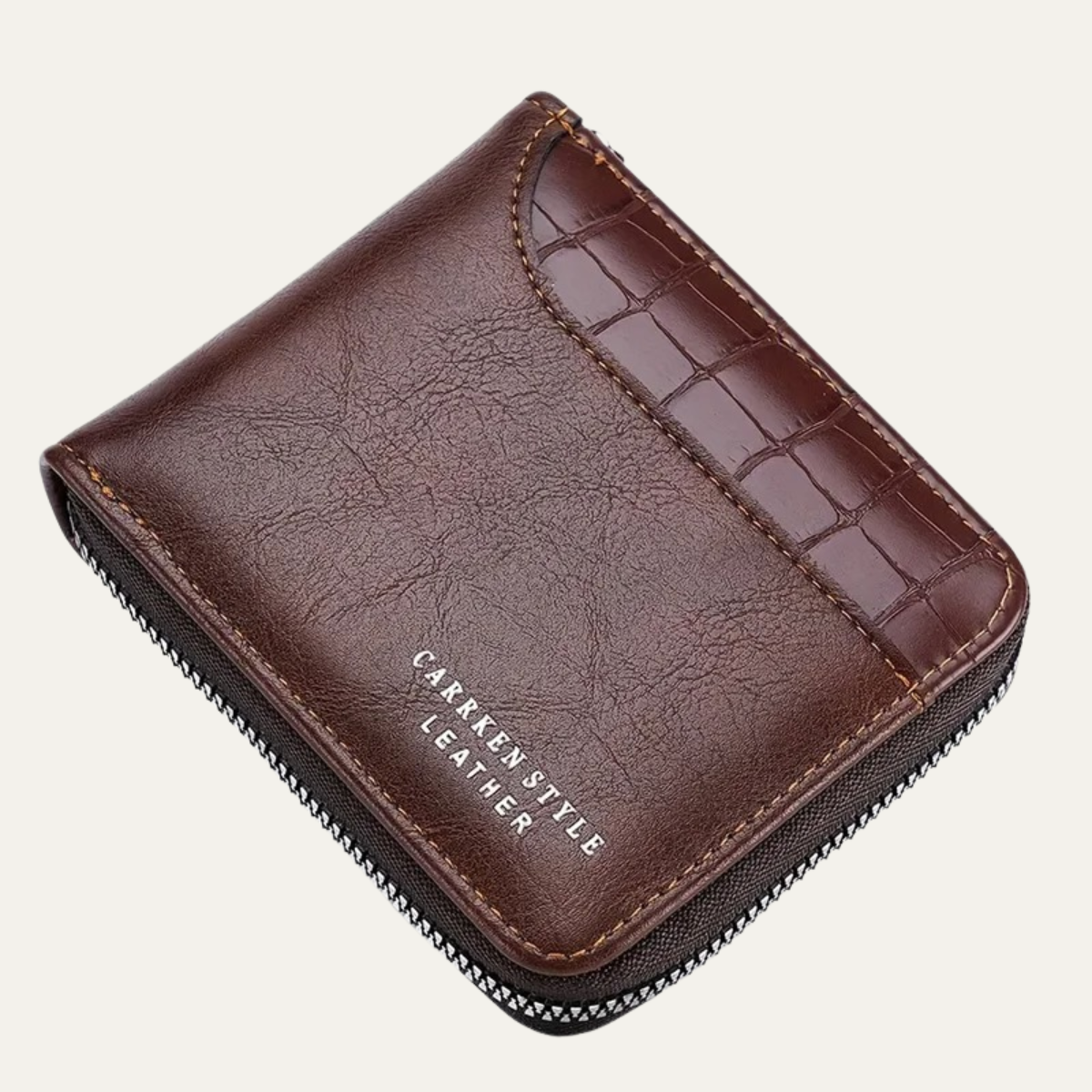 Ash | Men's Black Leather Wallet Croc Embossed Zip Card Case