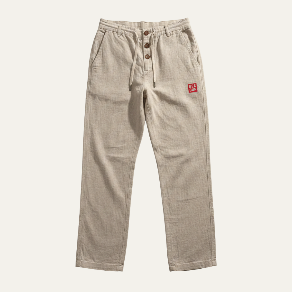 Ezra | Men's Casual Linen Pants Cream Straight Leg