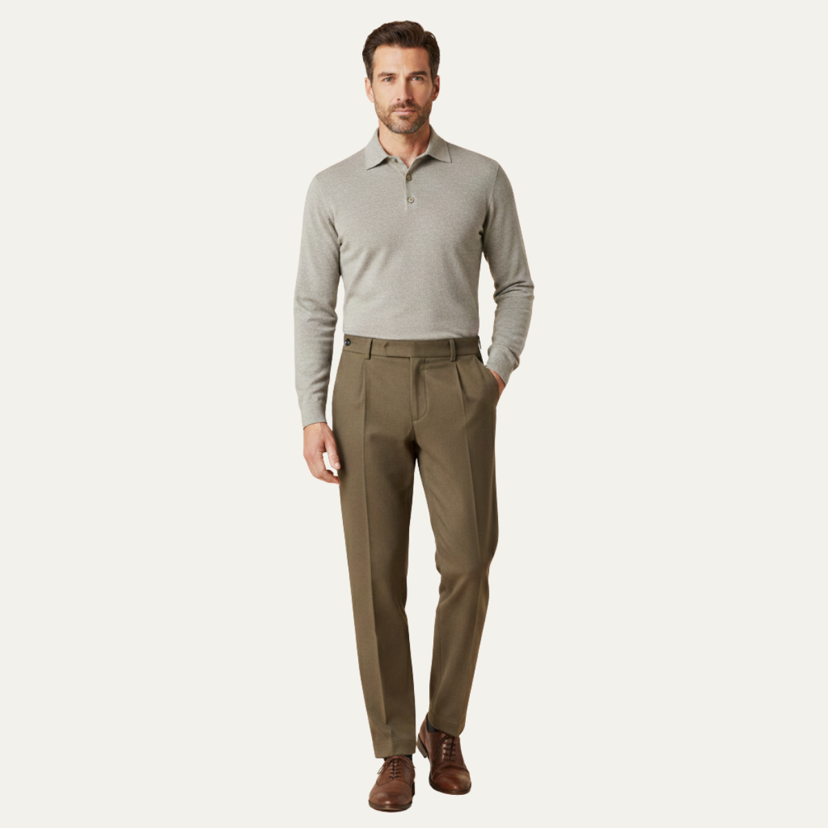Axel | Men's Tailored Dress Pants Olive Wool Blend