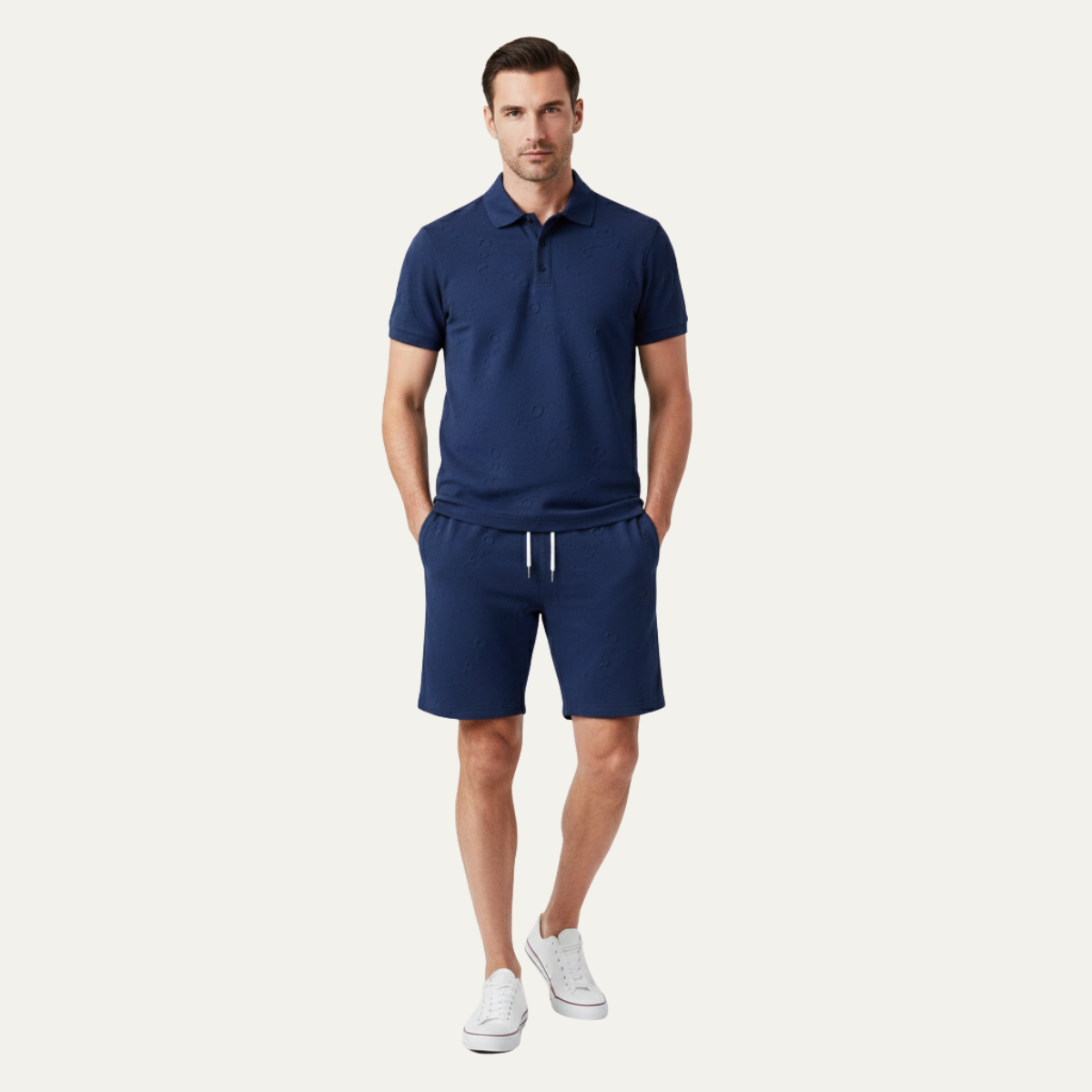 Ezra | Men's Polo Sweatsuit Navy Short Sleeve