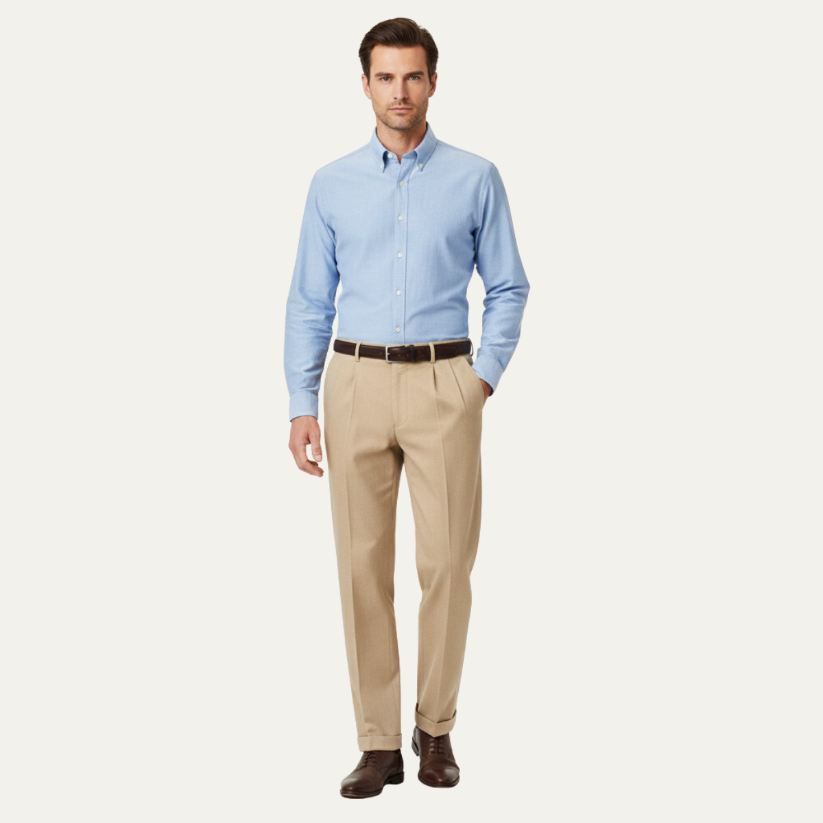 Blake | Men's Pleated Dress Pants Beige Tailored