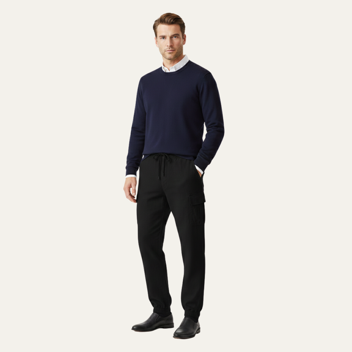 Jude | Men's Cargo Pants Light Gray Relaxed Fit Multi Pocket
