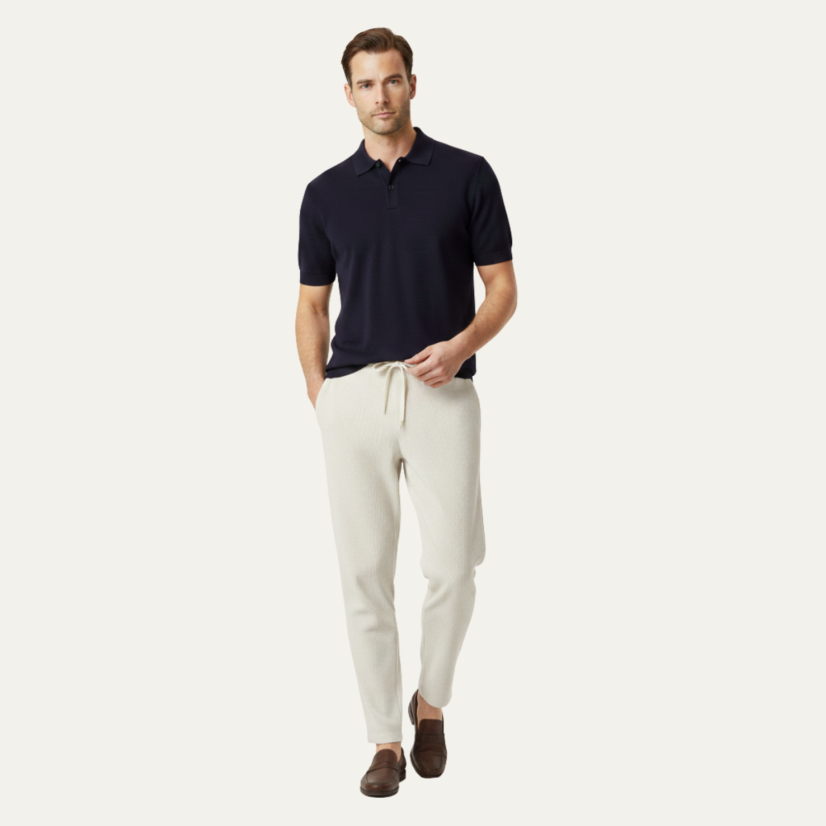 Rhys | Men's Casual Ribbed Lounge Pants Cream