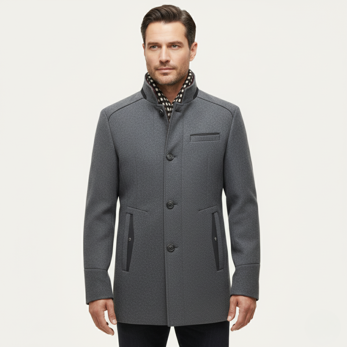 Ash | Men's Smart Casual Wool Overcoat Navy Camel Lined