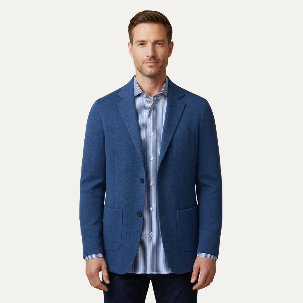 Hugo | Men's Smart Casual Linen Blazer Olive Green Stripe Shirt