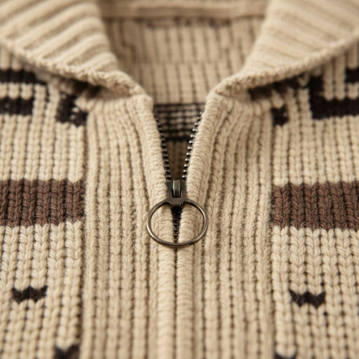 Sage | Men's Argyle Crew Neck Sweater Cream Brown