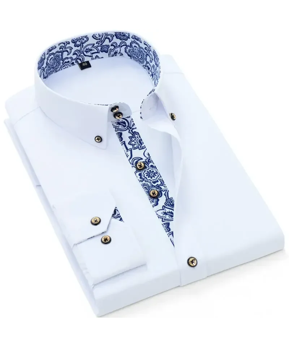 Voss | Men's Dress Shirt Black Button Down Gold Accents