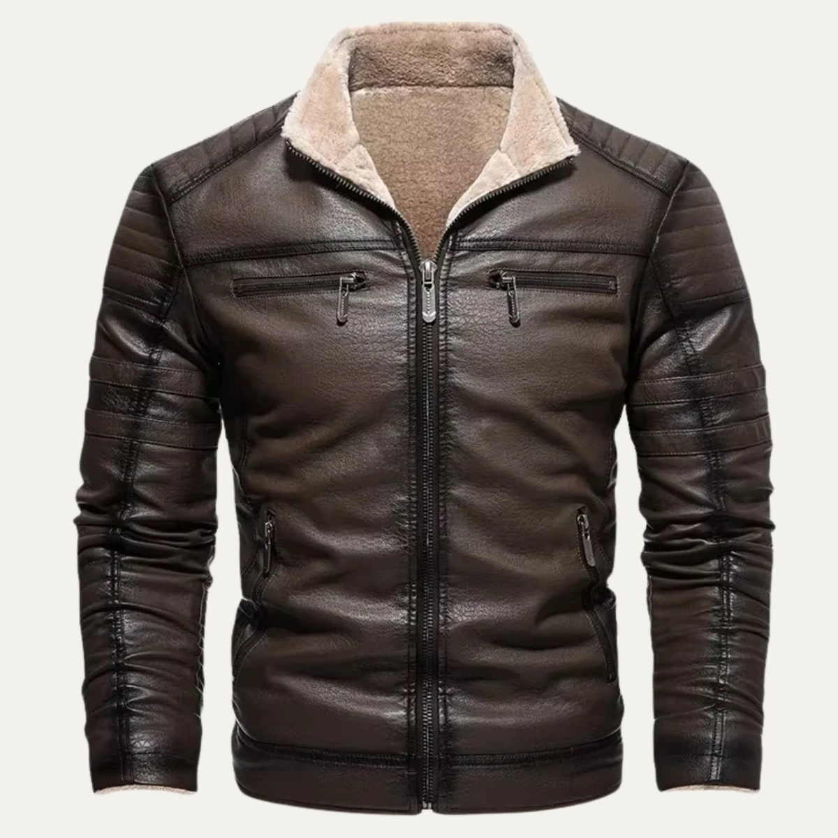 Callum | Men's Sherpa Lined Leather Jacket Black