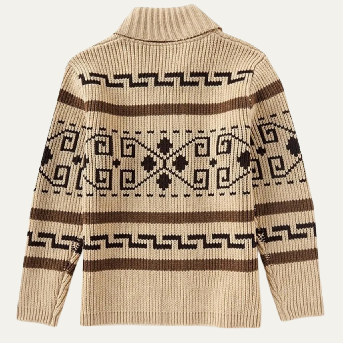 Sage | Men's Argyle Crew Neck Sweater Cream Brown