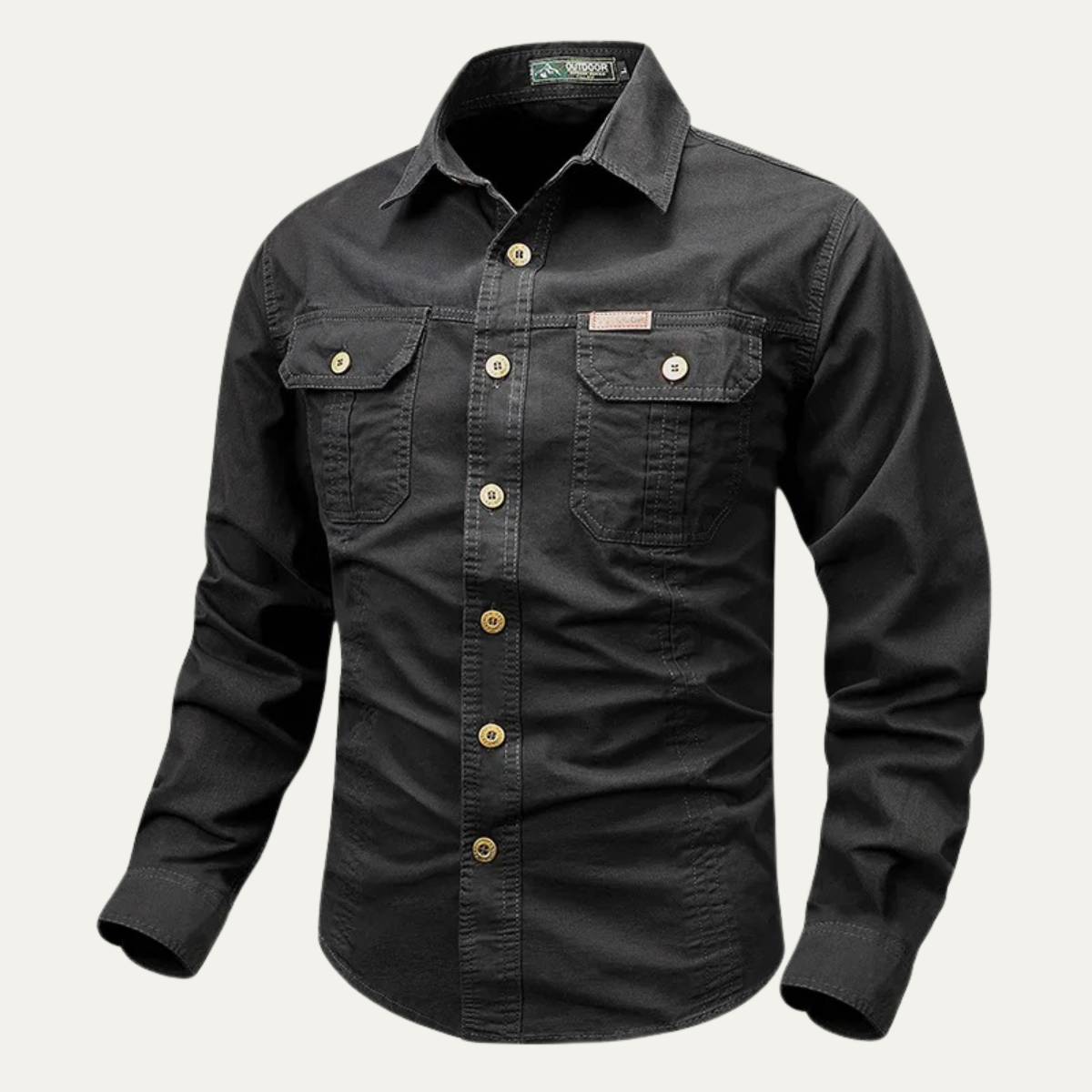 Axel | Men's Denim Shirt Black Long Sleeve Utility Pocket