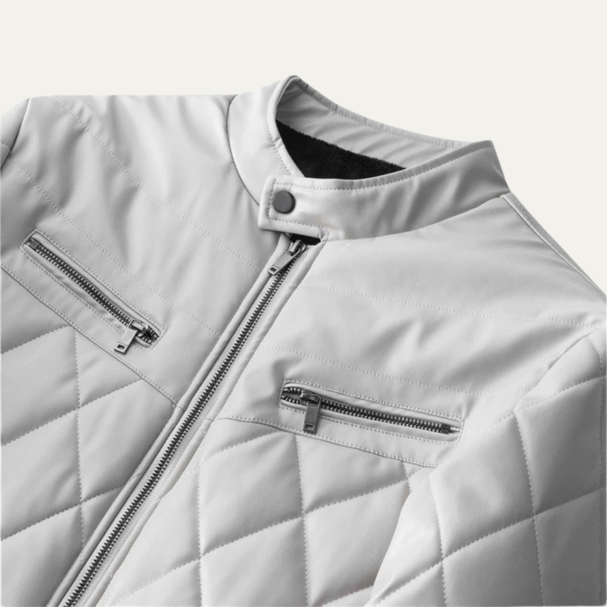 Axel | Men's Quilted Leather Jacket White