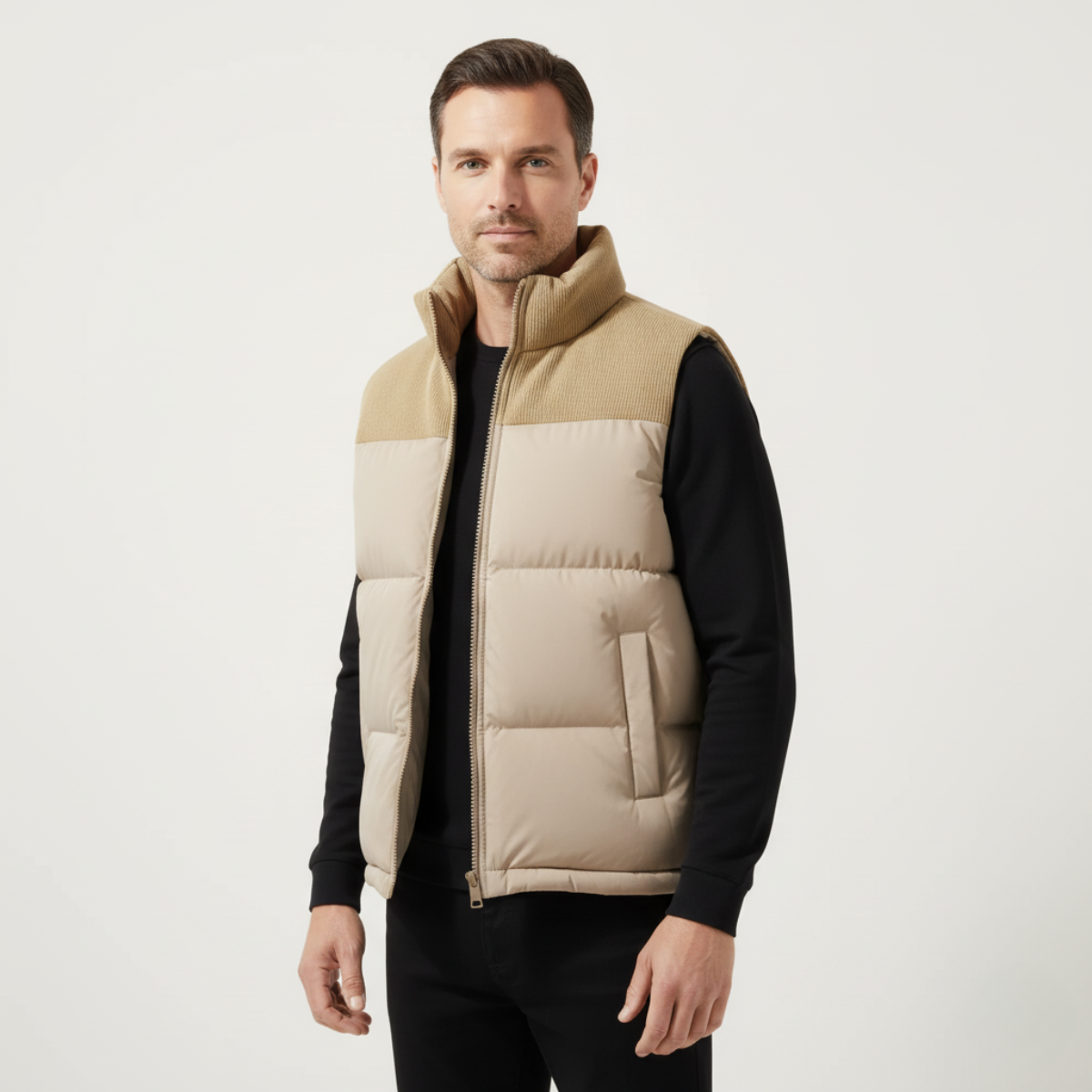 Axel | Men's Quilted Puffer Vest Black Charcoal