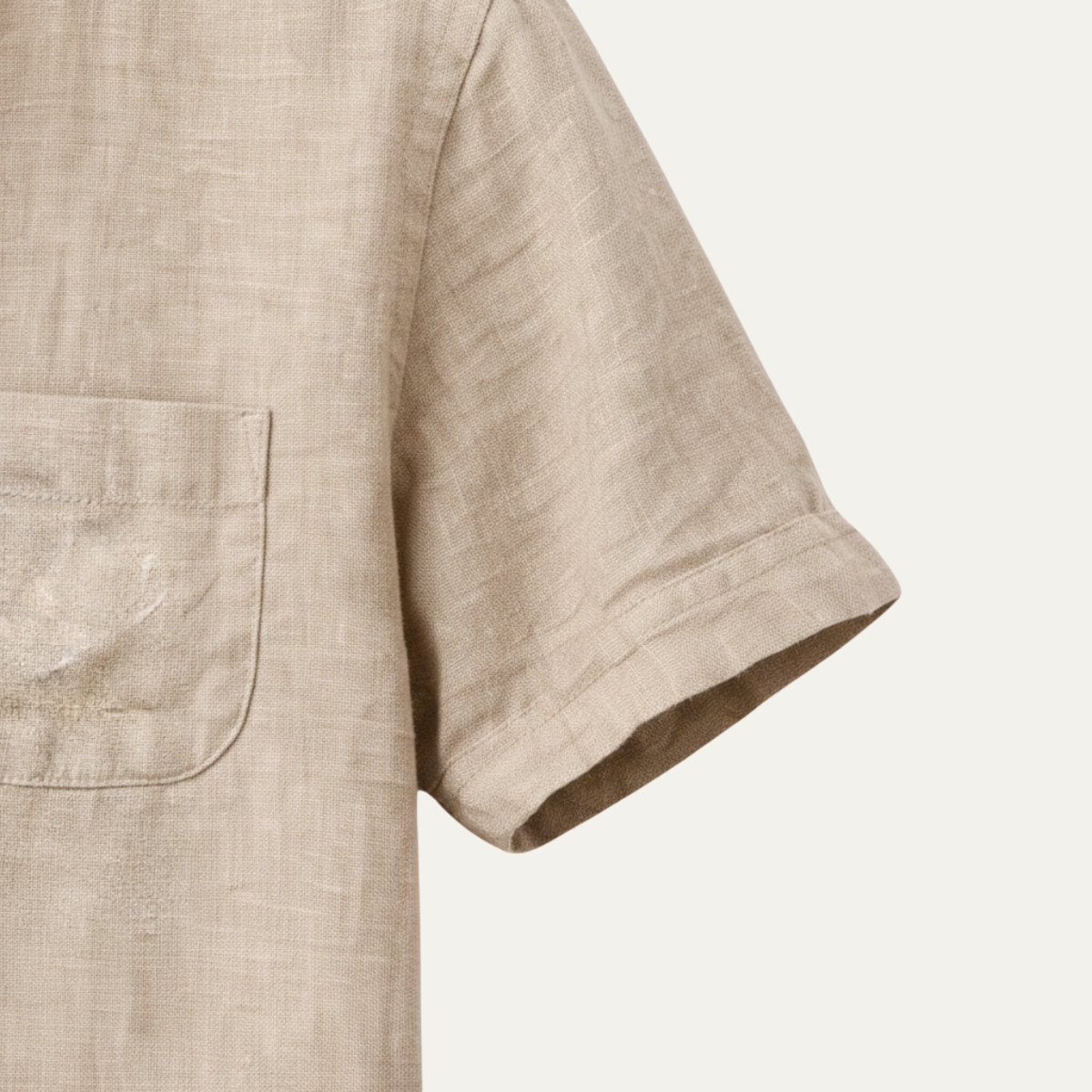 Ezra | Men's Linen Henley Shirt Cream Short Sleeve