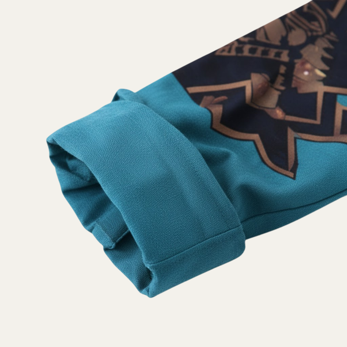 Wyatt | Men's Boho Button Up Shirt Teal Geometric Sleeves