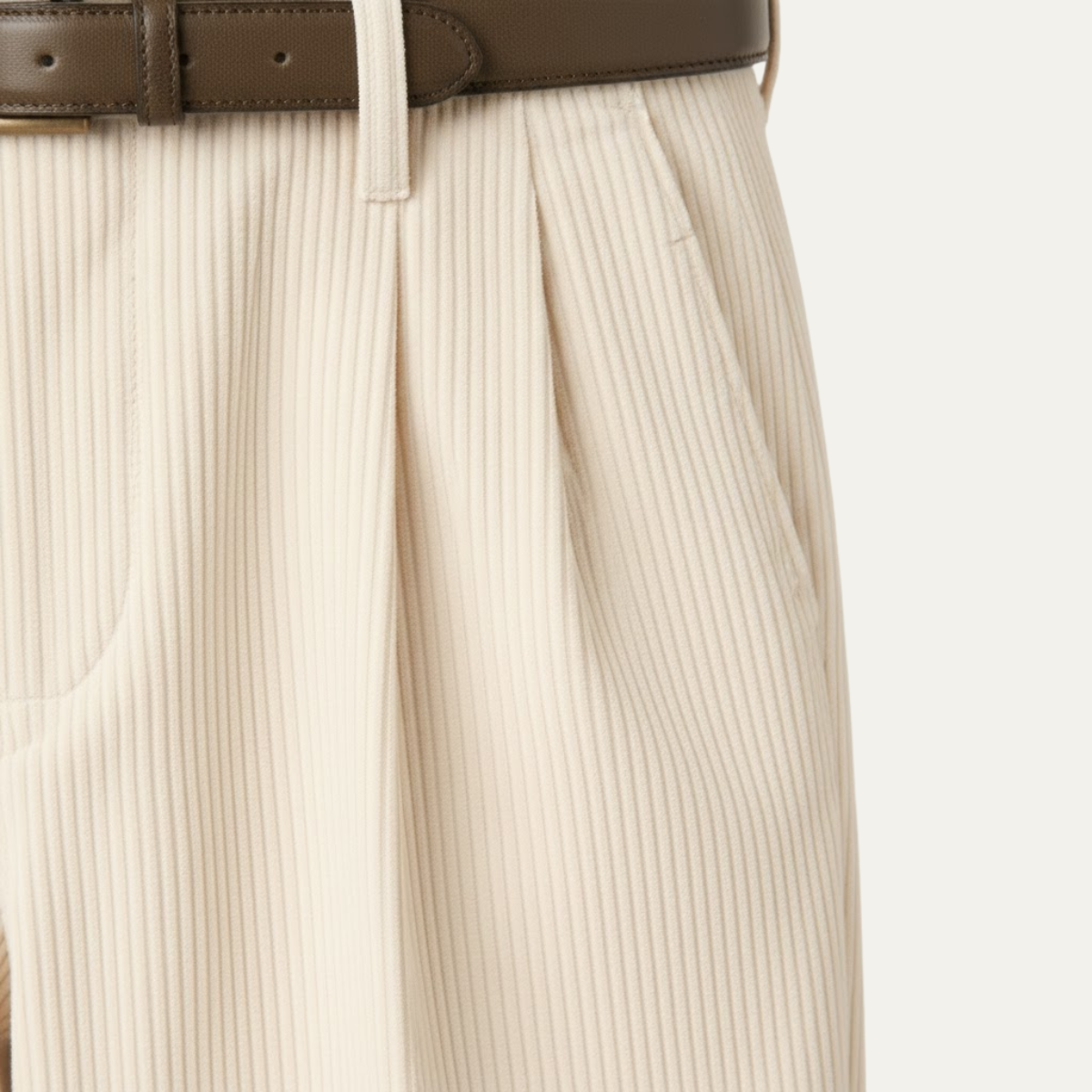 Nash | Men's Smart Casual Pleated Dress Pants Cream