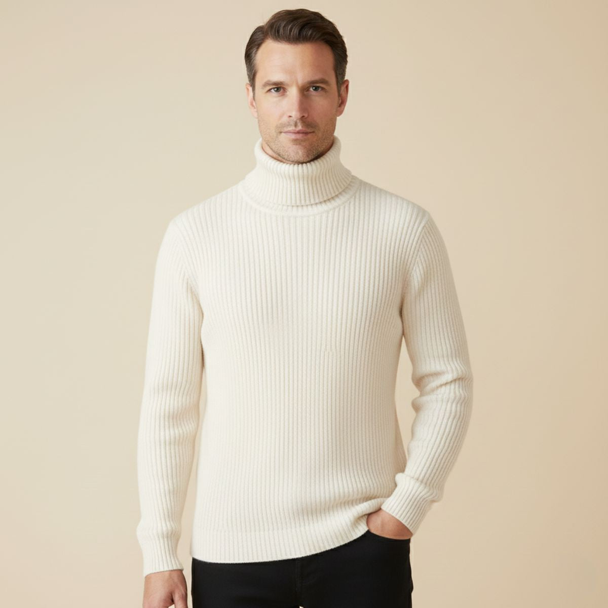 Bram | Men's Ribbed Turtleneck Sweater Black